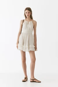 Linen-Blend Dress with a Flared Skirt