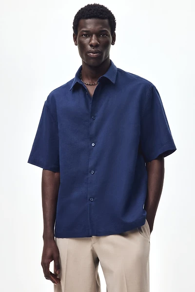 Chemise décontractée en lin mélangé