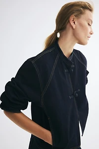 Knot-Button Denim Jacket