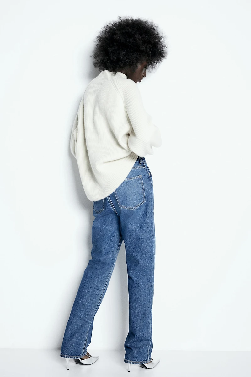 Rib-Knit Mock Turtleneck Sweater