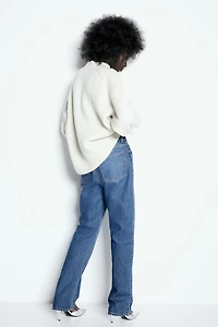 Rib-Knit Mock Turtleneck Sweater
