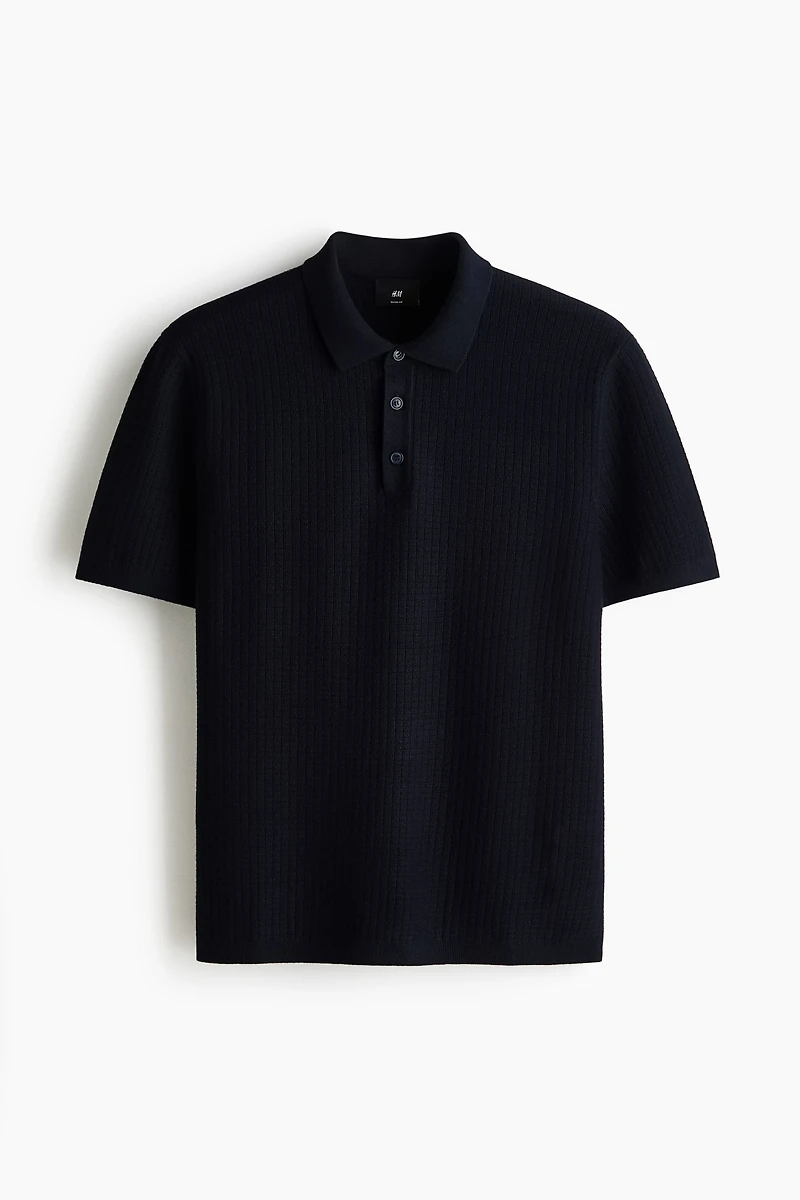 Regular Fit Textured-Knit Polo Shirt