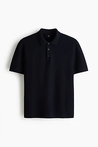 Regular Fit Textured-Knit Polo Shirt