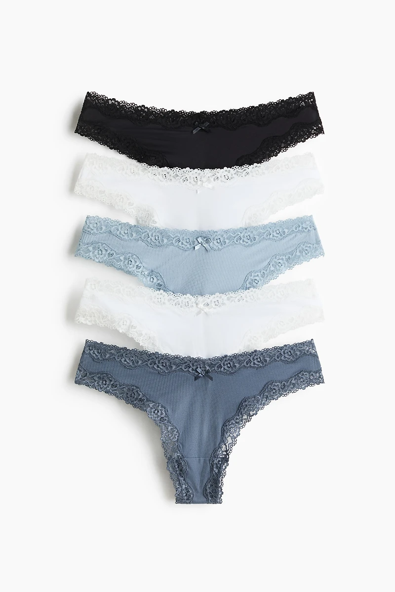 Lot de 5 culottes en microfibre et dentelle