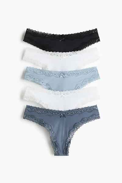 Lot de 5 culottes en microfibre et dentelle