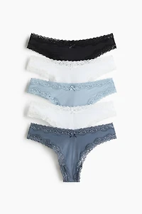 Lot de 5 culottes en microfibre et dentelle