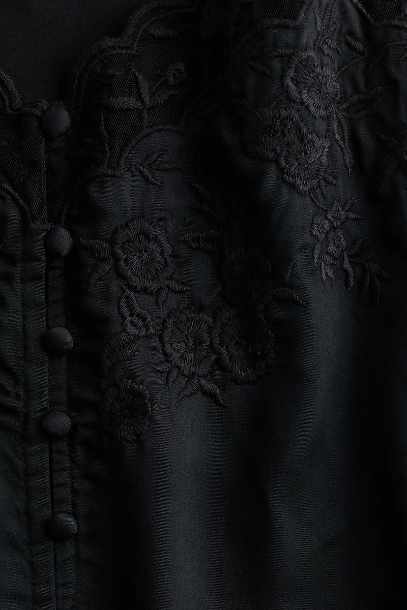 Embroidered-Detail Viscose Top