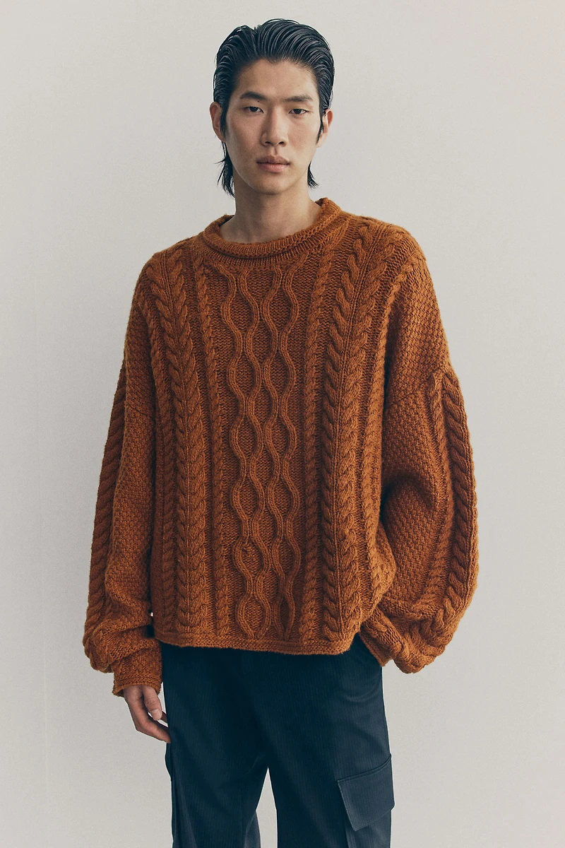 Cable-Knit Wool-Blend Sweater