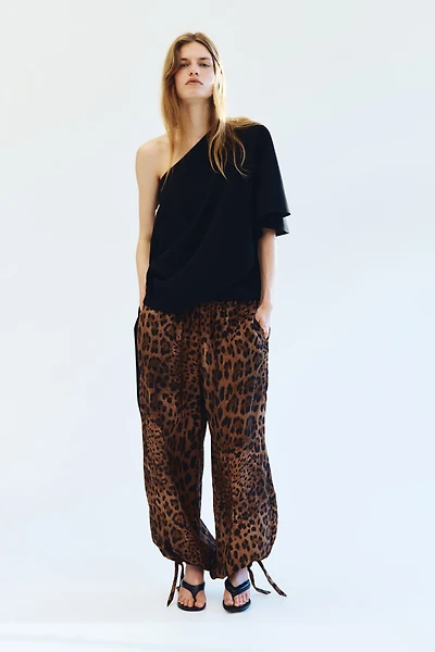Tie-Detail Balloon-Leg Pants