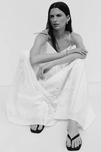 Cotton Dress with Eyelet Embroidery