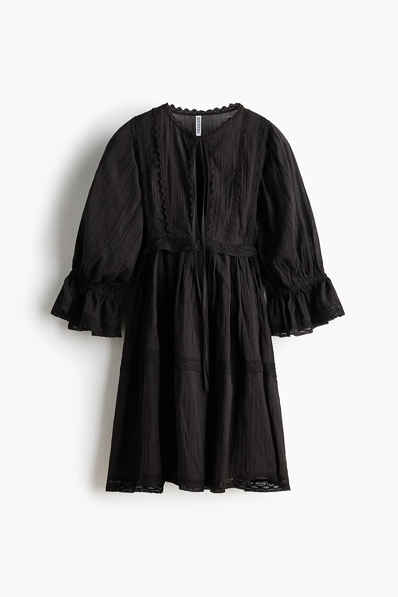 Lace-Trimmed Cotton Dress