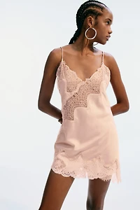 Lace-Trimmed Satin Camisole Top