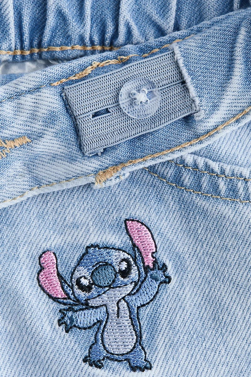 Printed Denim Shorts