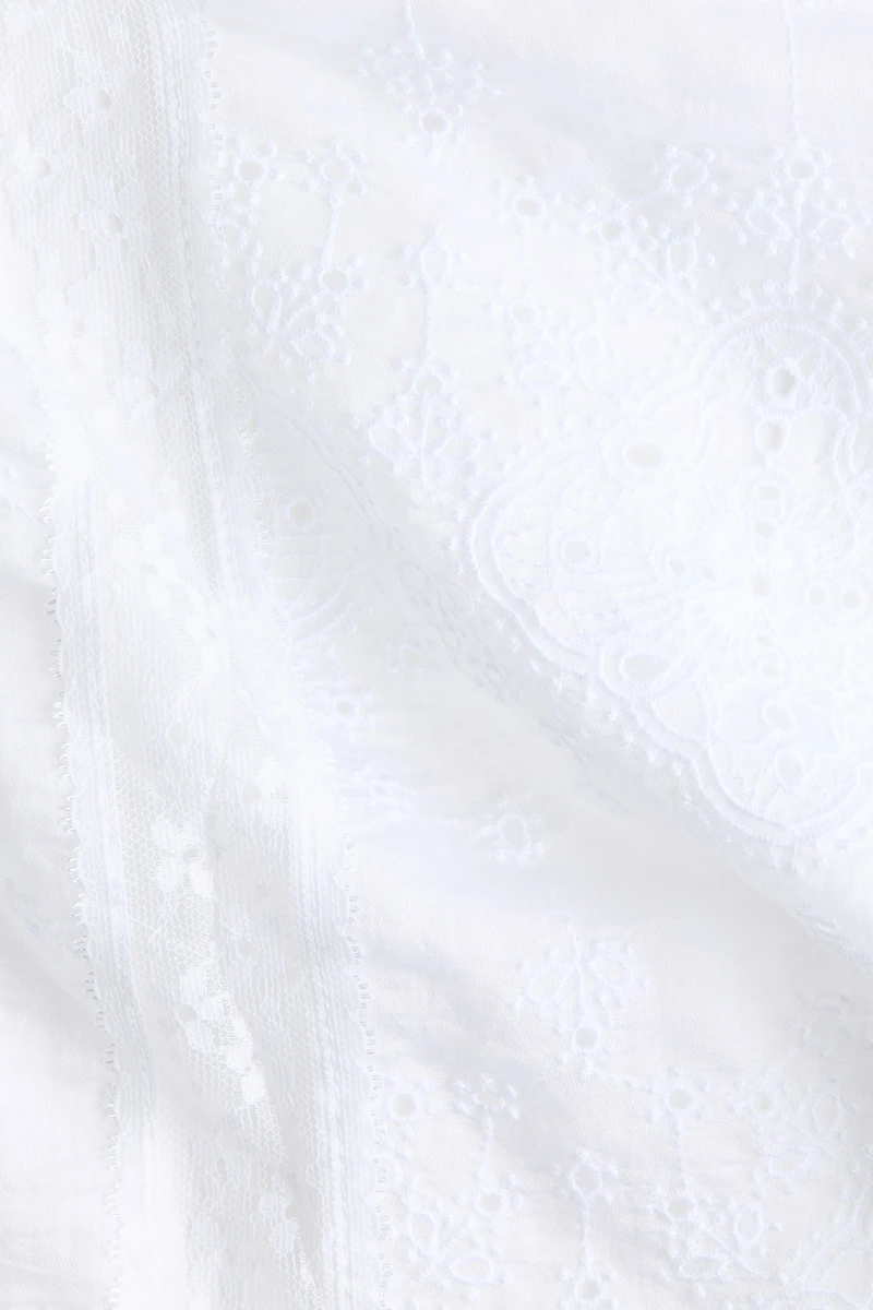 Eyelet-Embroidered Top with Tie Shoulder Straps