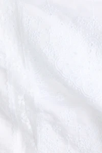 Eyelet-Embroidered Top with Tie Shoulder Straps