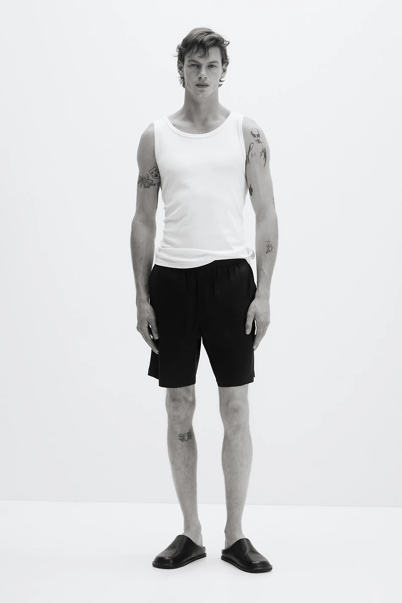 Easy Care Relaxed-Fit Linen-Blend Shorts