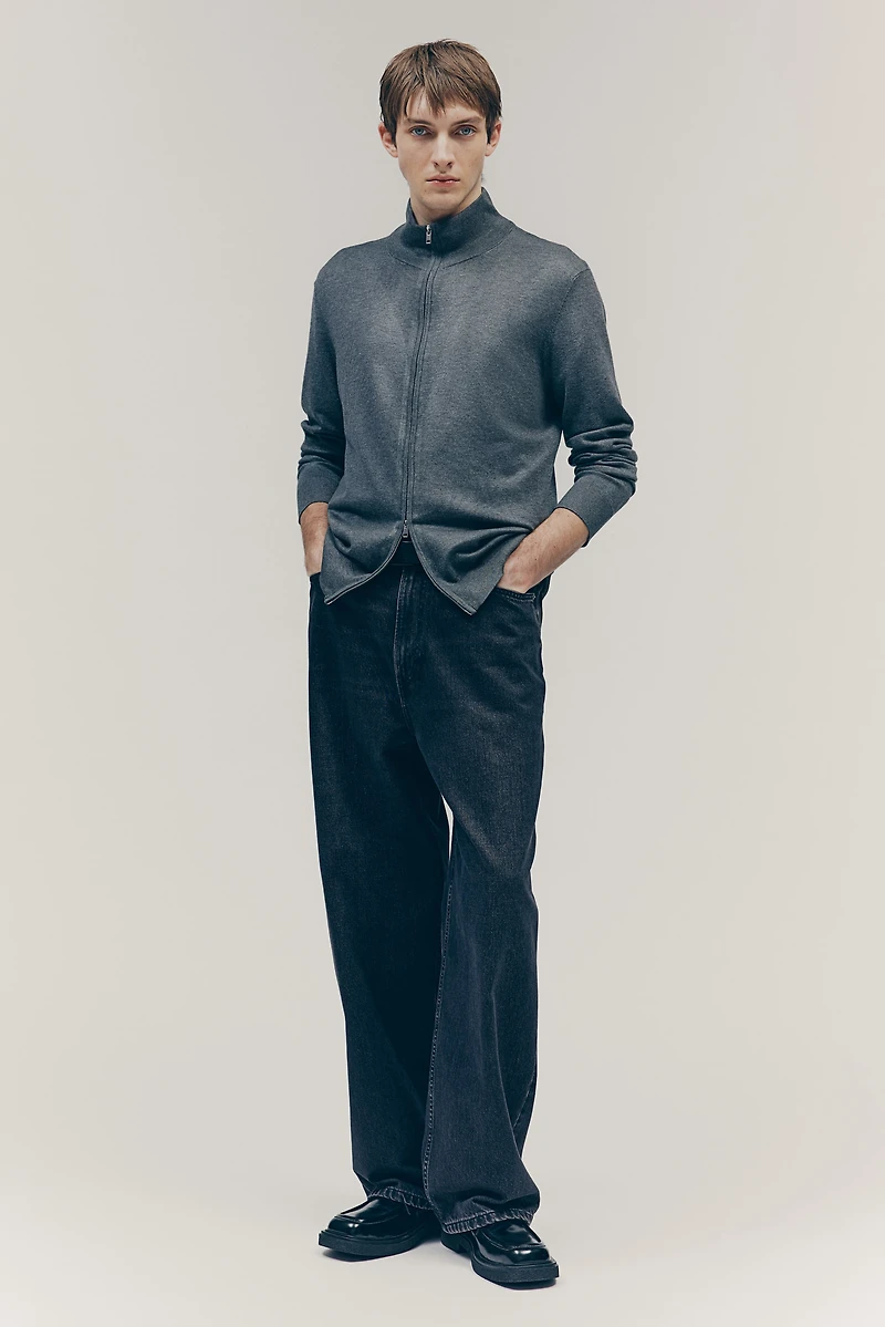 Slip-Fit Cardigan with Zipper