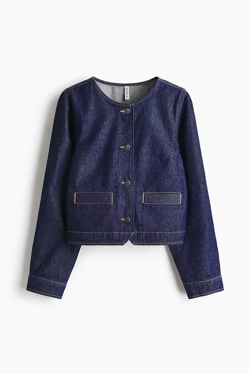 Veste sans col en denim