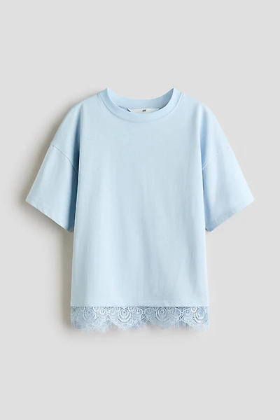 Lace-Trimmed Cotton T-Shirt