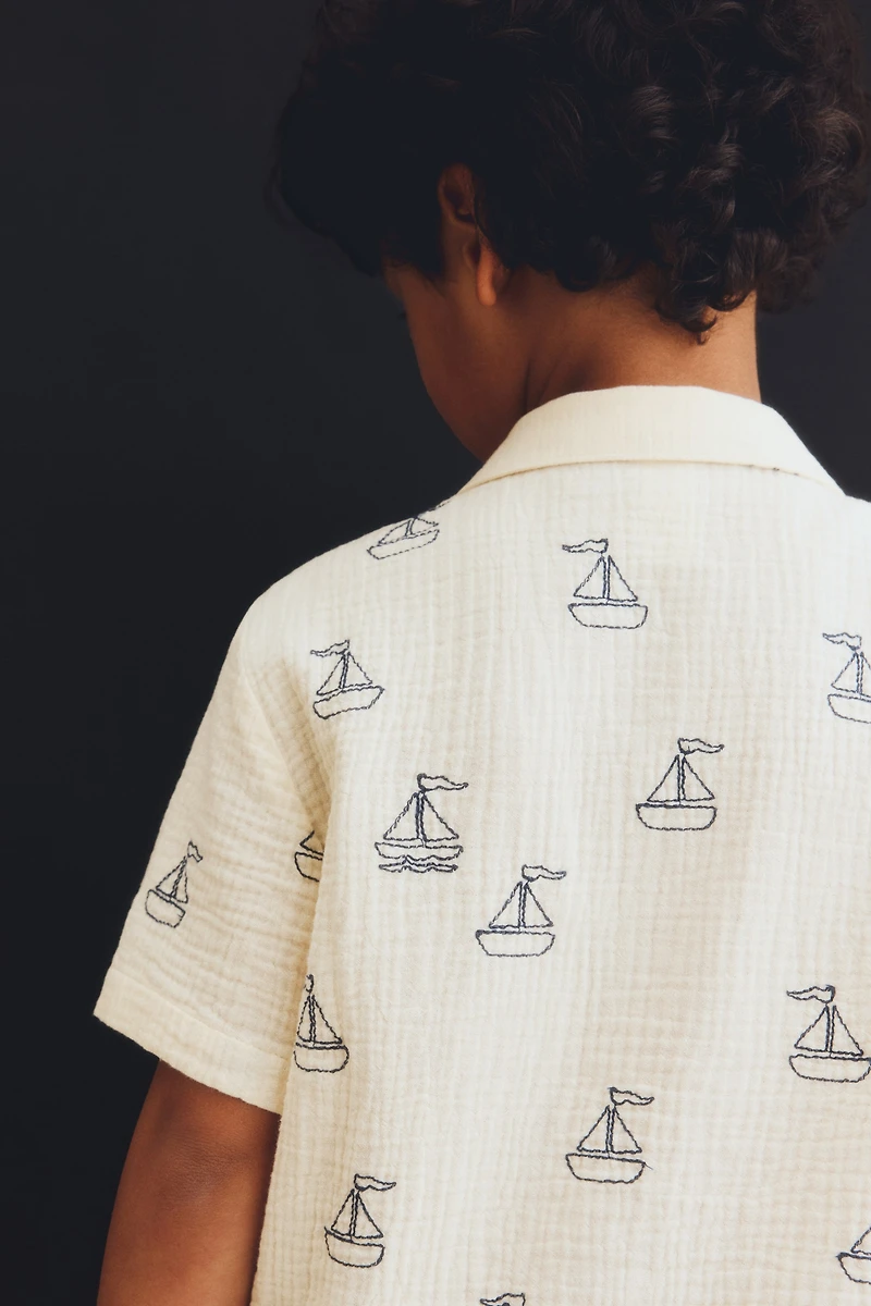 Embroidered-Motif Cotton Shirt