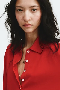 Fine-Knit Polo Shirt