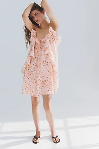 Robe volantée à bretelles fines