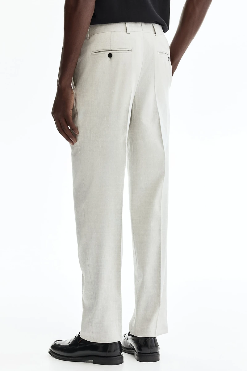 Regular-Fit Linen-Blend Suit Pants
