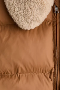 Puffer Vest with Teddy Fleece Collar