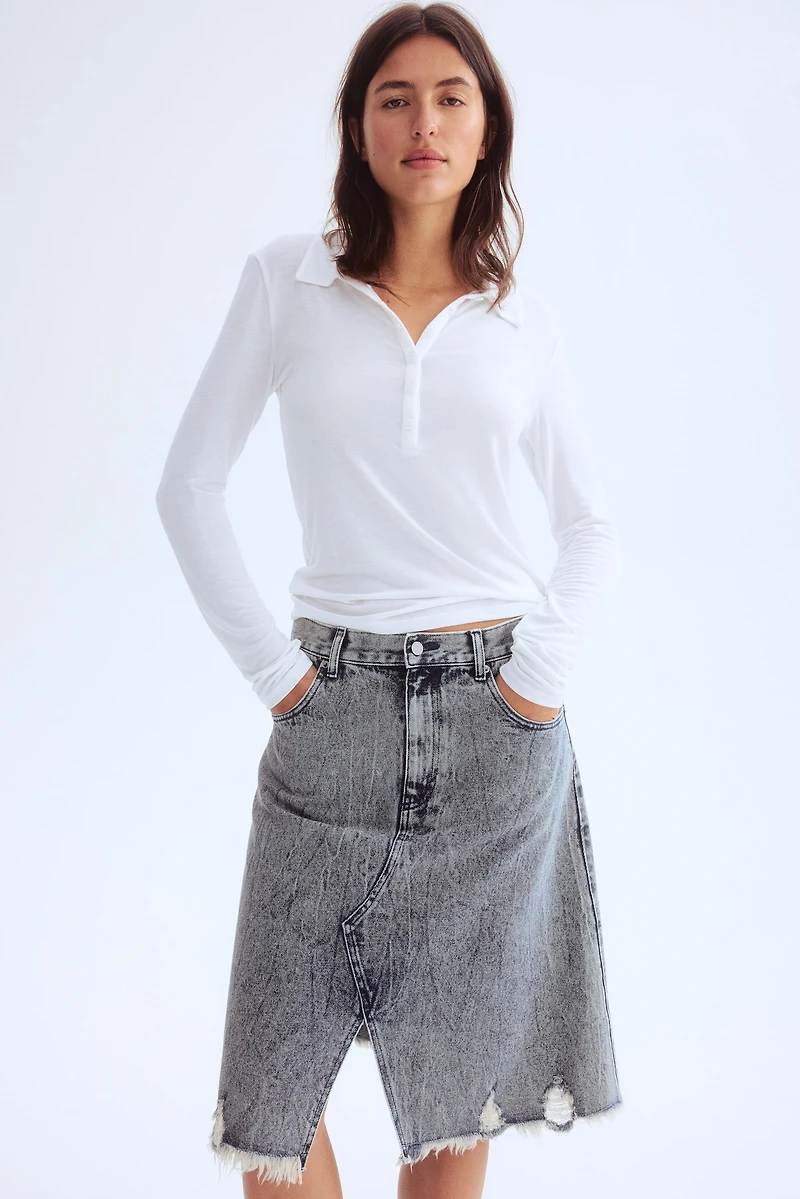 Jupe en denim avec détails usés