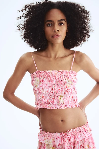 Smocked Top with Tie Shoulder Straps
