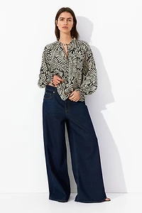 Oversized Tie-Neck Blouse