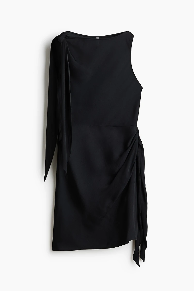 Tie-Detail Boat-Neck Dress