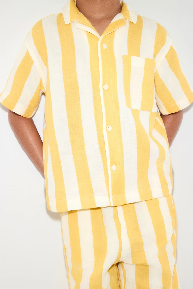 Chemise en mousseline de coton avec col cubain
