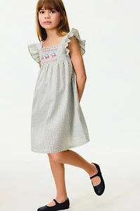 Flutter-Sleeved Cotton Dress