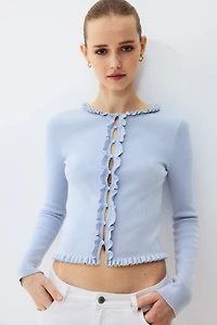 Ruffle-Trimmed Cardigan