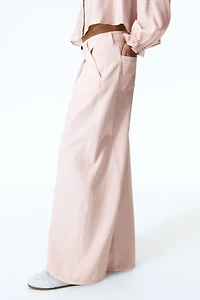 Wide-Leg Twill Pants