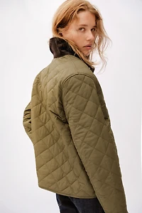 Quilted Jacket with Corduroy Collar