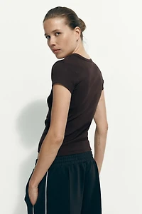 Ribbed Scoop-Neck T-Shirt