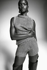 Rhinestone-Embellished Mini Shorts