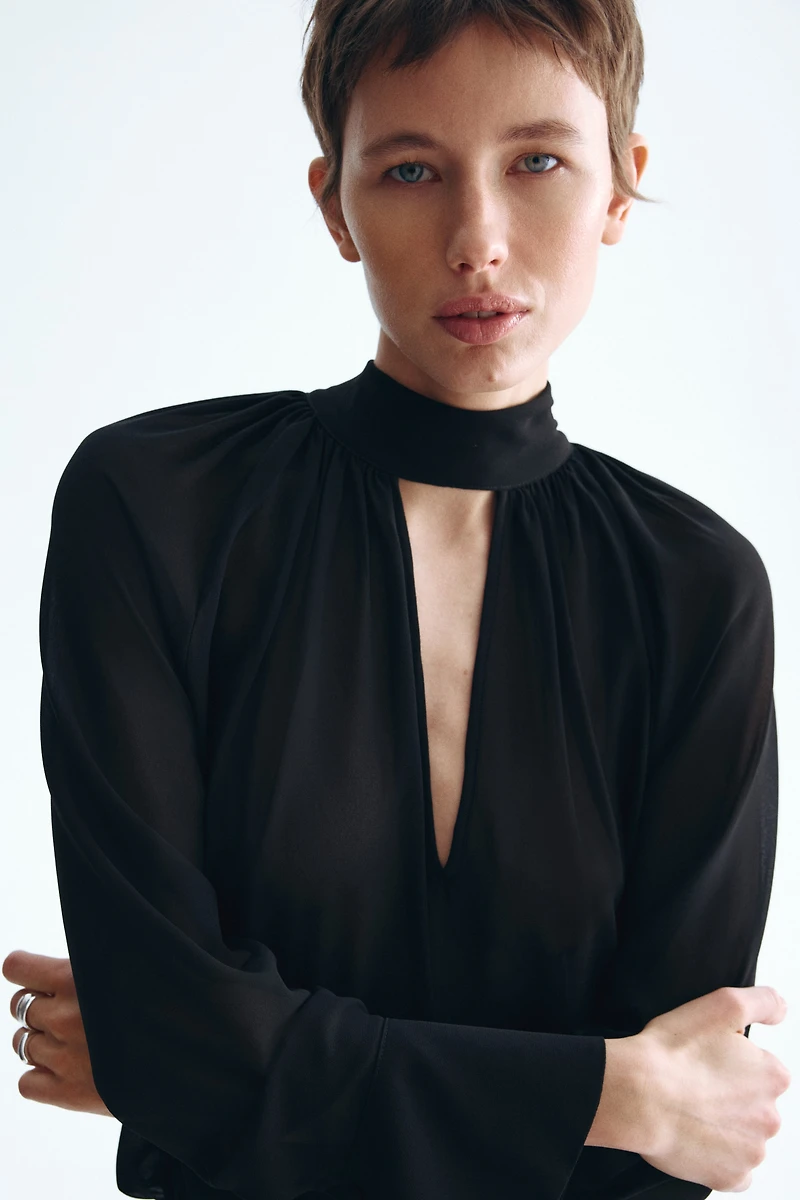 Blouse with Scarf Collar