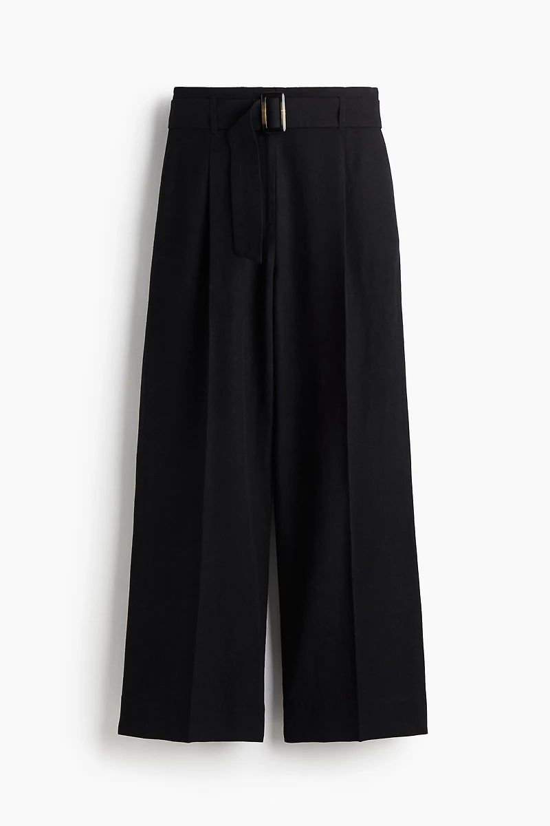 Linen-Blend Pants with Belt