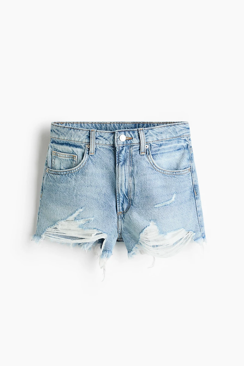 Distressed-Look Denim Shorts
