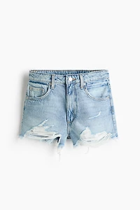 Distressed-Look Denim Shorts