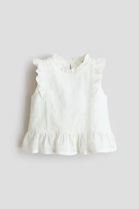 Embroidered Cotton Peplum Top