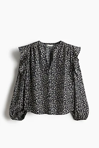 Flounce-Trimmed Blouse