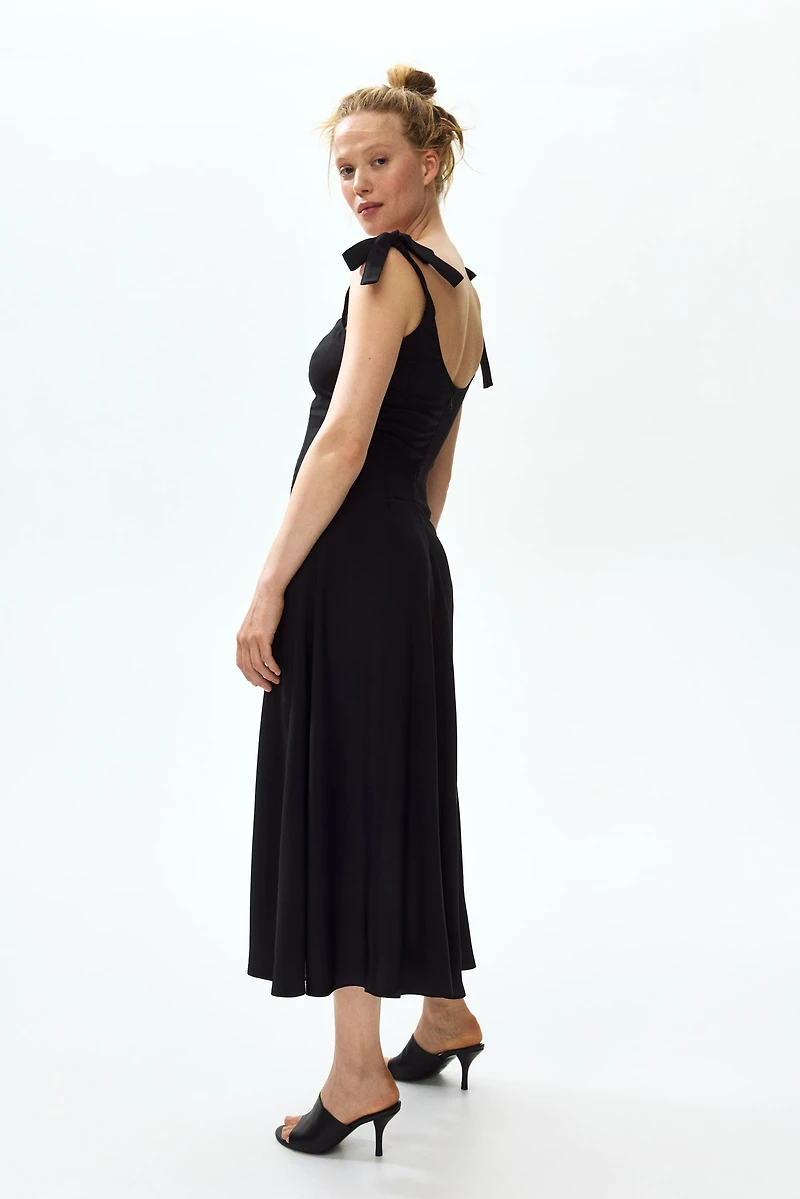 MAMA Nursing Dress with Tie-Top Shoulder Straps