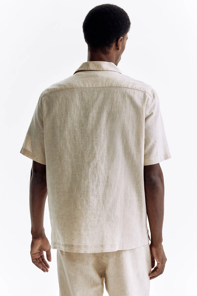 Regular-Fit Short-Sleeved Linen-Blend Shirt