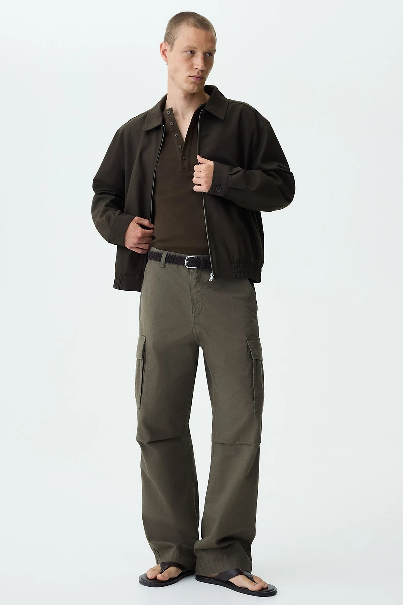 Slim-Fit Ribbed Henley Shirt