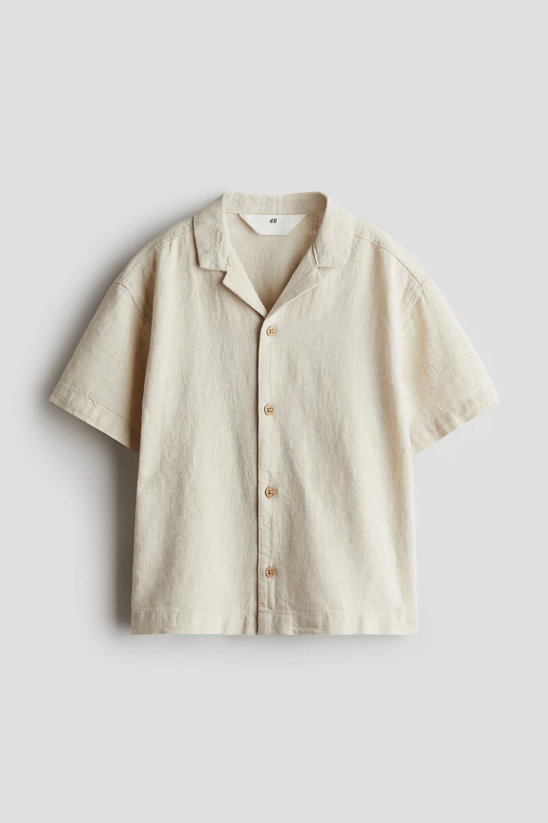 Chemise en lin mélangé avec col cubain
