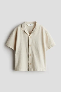 Chemise en lin mélangé avec col cubain